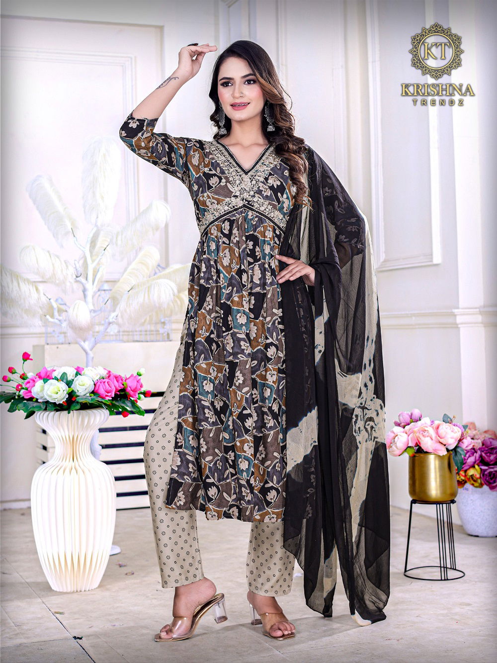 Palak Vol 1 By Krishna Alia Cut Printed Kurti With Bottom Dupatta Wholesale Shop In Surat
